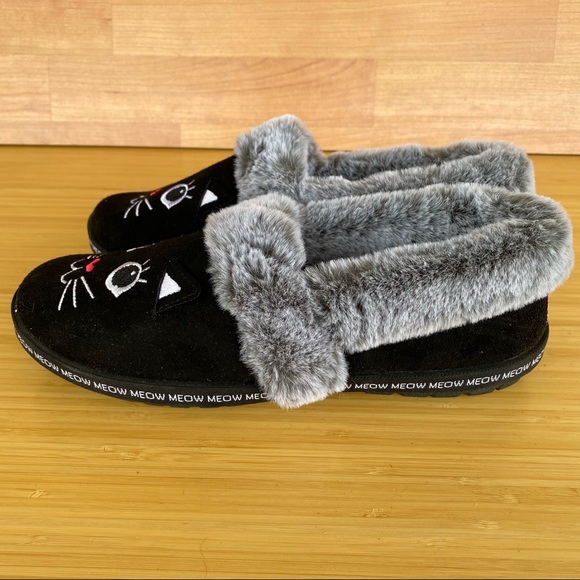 Bobs From Skechers Memory Foam Black Meow cat Women's Shoes Size 8 - Picture 3 of 5